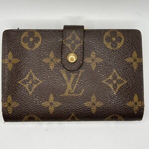 Louis Vuitton Monogram Viennois Kiss lock Wallet Coin Purse#360